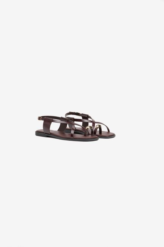 Tiffosi Macau Flat Sandals |  Burgundy 10064754