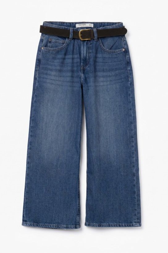 Tiffosi  Nora Wide Leg Belted Jeans | Mid Wash 10068686
