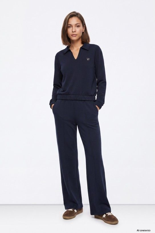 Tiffosi Valentina Wide Leg Trousers | Navy Blue 10067149