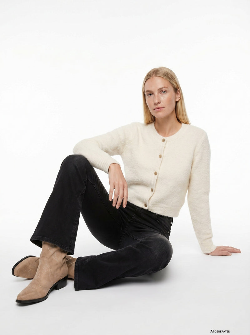 Tiffosi cropped cardigan sweater | White 10067407 Nodos