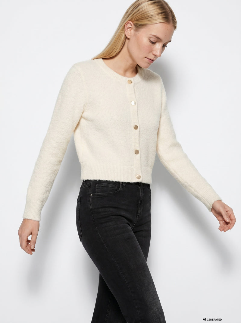 Tiffosi cropped cardigan sweater | White 10067407 Nodos
