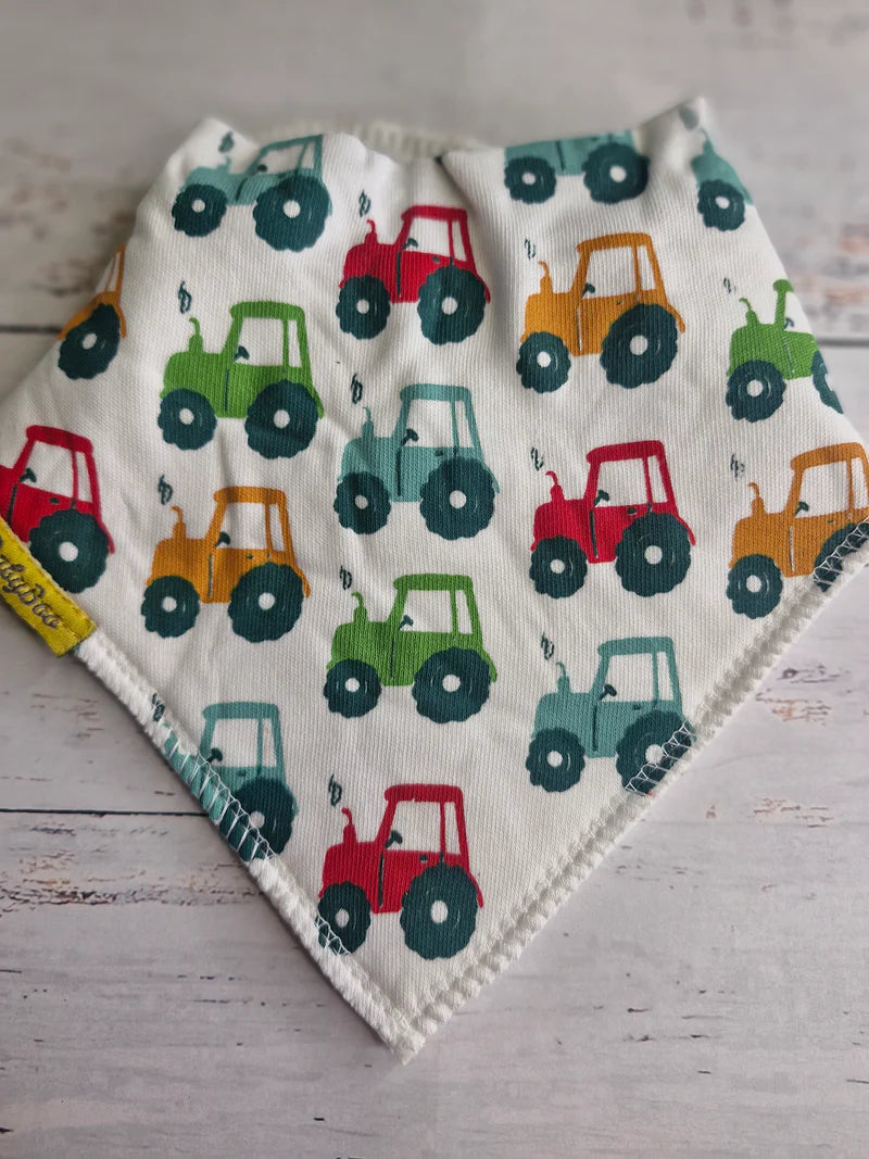 BabyBoo Tractor Run Organic Cotton Bandana Bib| Multi