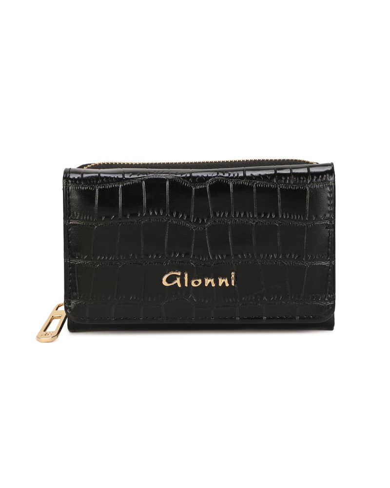 Gionni Oud Zip/Button Purse | Black 20G1286