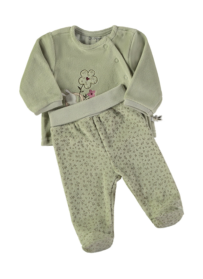 Babybol Baby Girl Velour 2-Piece Set | Khaki 260002