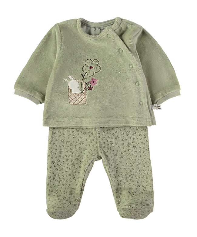 Babybol Baby Girl Velour 2-Piece Set | Khaki 260002
