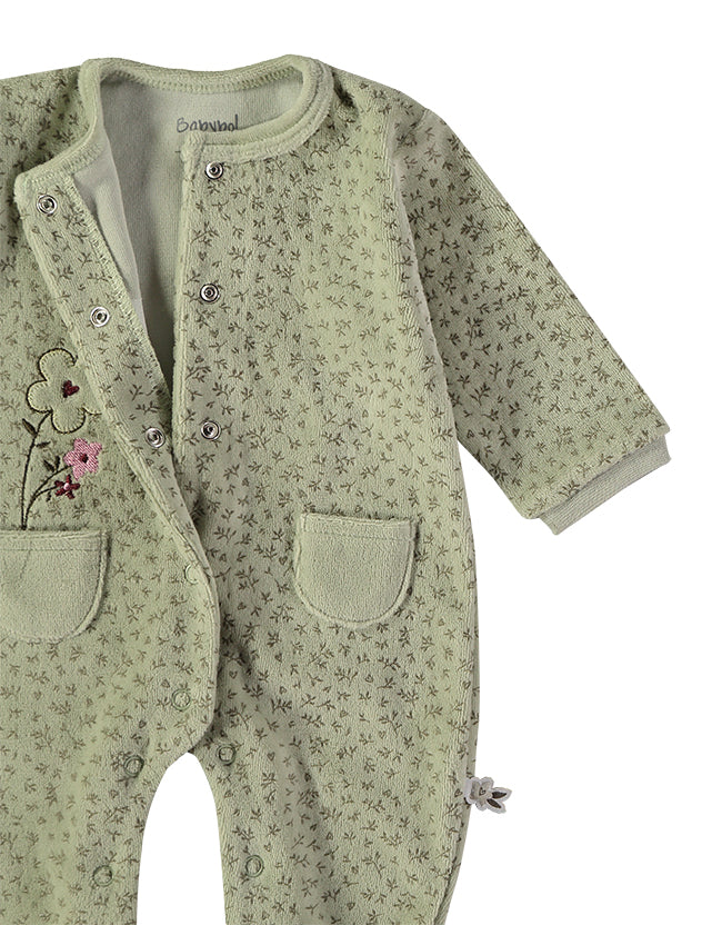 Babybol Baby Girl Velour Sleepsuit | Khaki 260024
