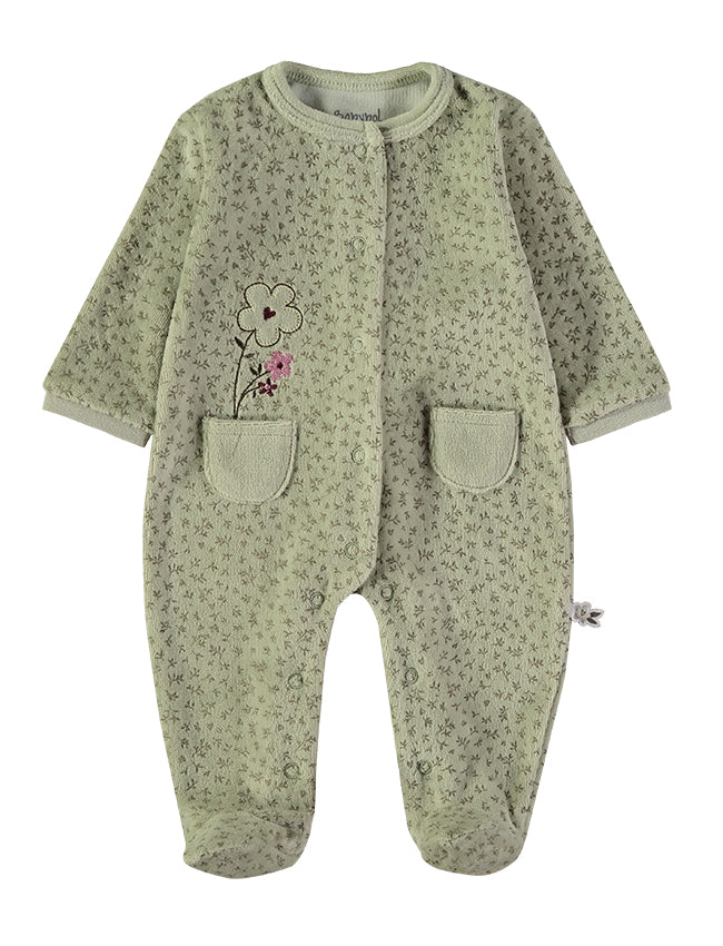 Babybol Baby Girl Velour Sleepsuit | Khaki 260024