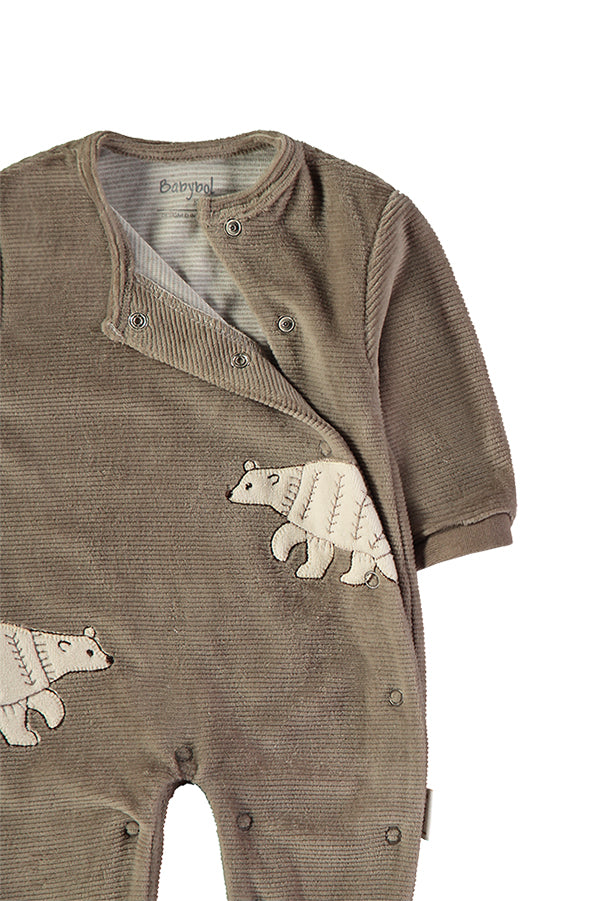 Babybol Baby Corduroy Velour Sleepsuit | Light Brown 260036