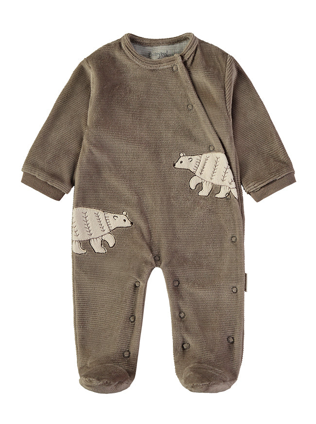 Babybol Baby Corduroy Velour Sleepsuit | Light Brown 260036