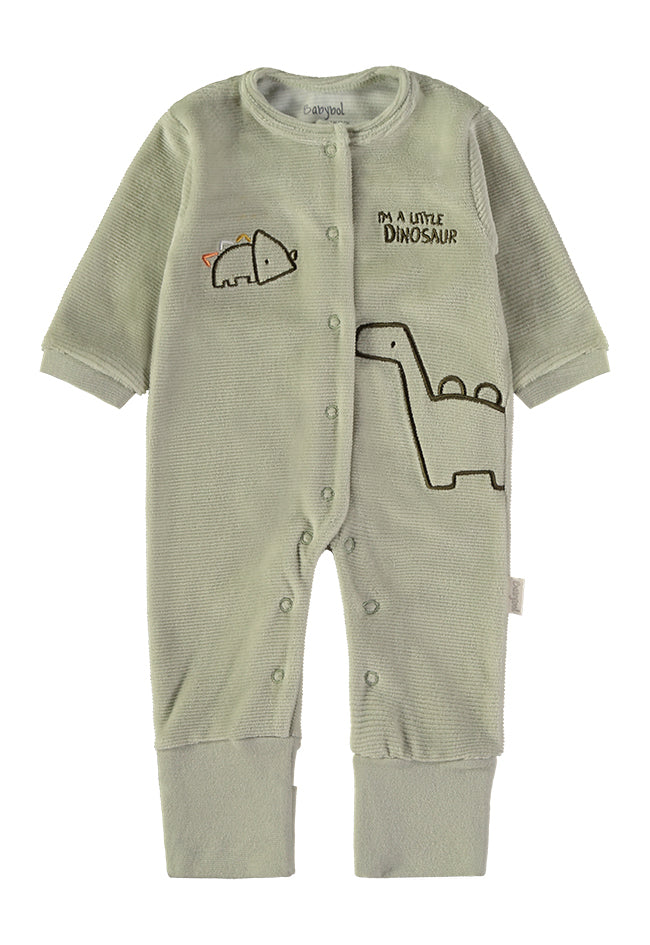 Babybol Baby Boy Dinosaur Velour Sleepsuit | Khaki 260038