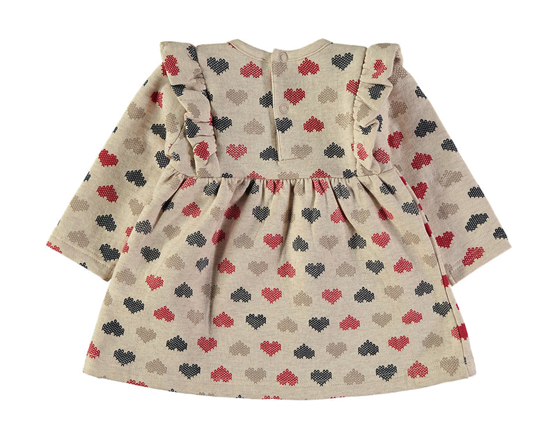Babybol cross-stitch heart print ruffle dress - back view