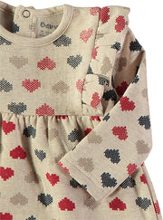 Babybol cross-stitch heart print ruffle dress - detail view