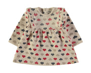Babybol cross-stitch heart print ruffle dress - front view