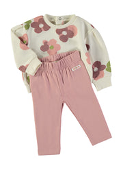 Babybol floral sweatshirt and pink leggings set - detail view