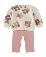 Babybol floral sweatshirt and pink leggings set - front view