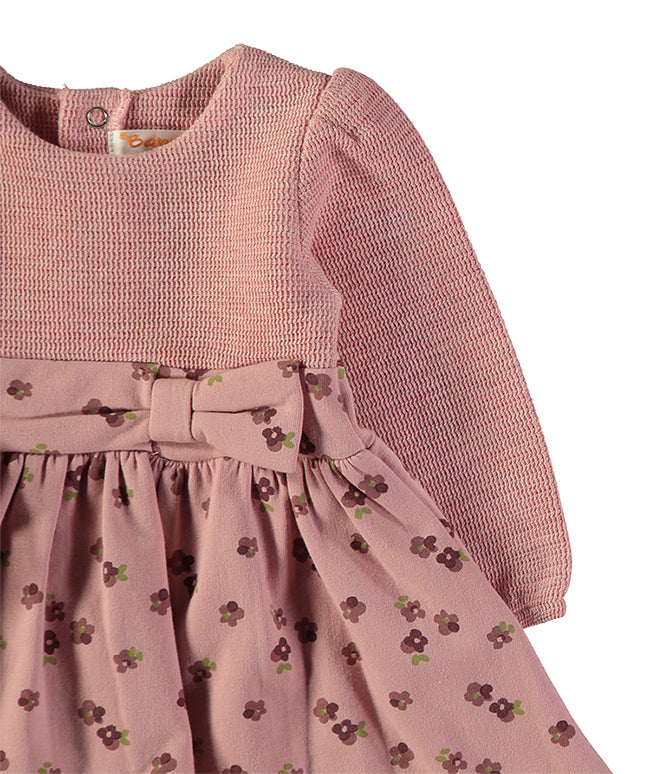 Babybol Baby Girl Knit & Floral Dress | Pale Pink 261015