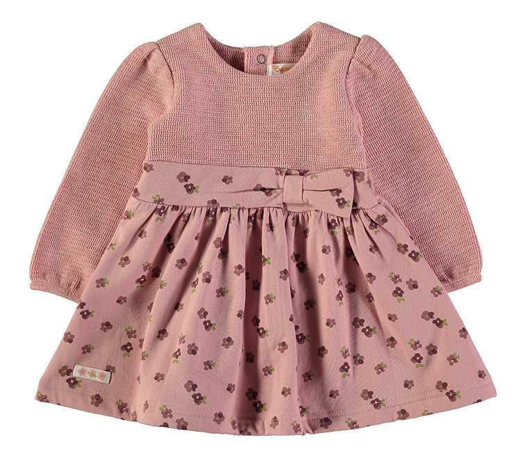 Babybol Baby Girl Knit & Floral Dress | Pale Pink 261015