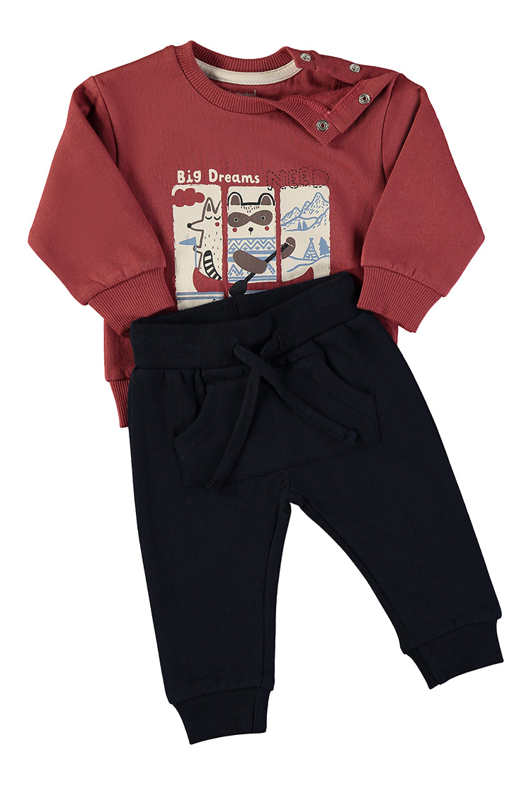 Babybol Baby Boy “Big Dreams Adventure” 2-Piece Set | Deep Red 262010