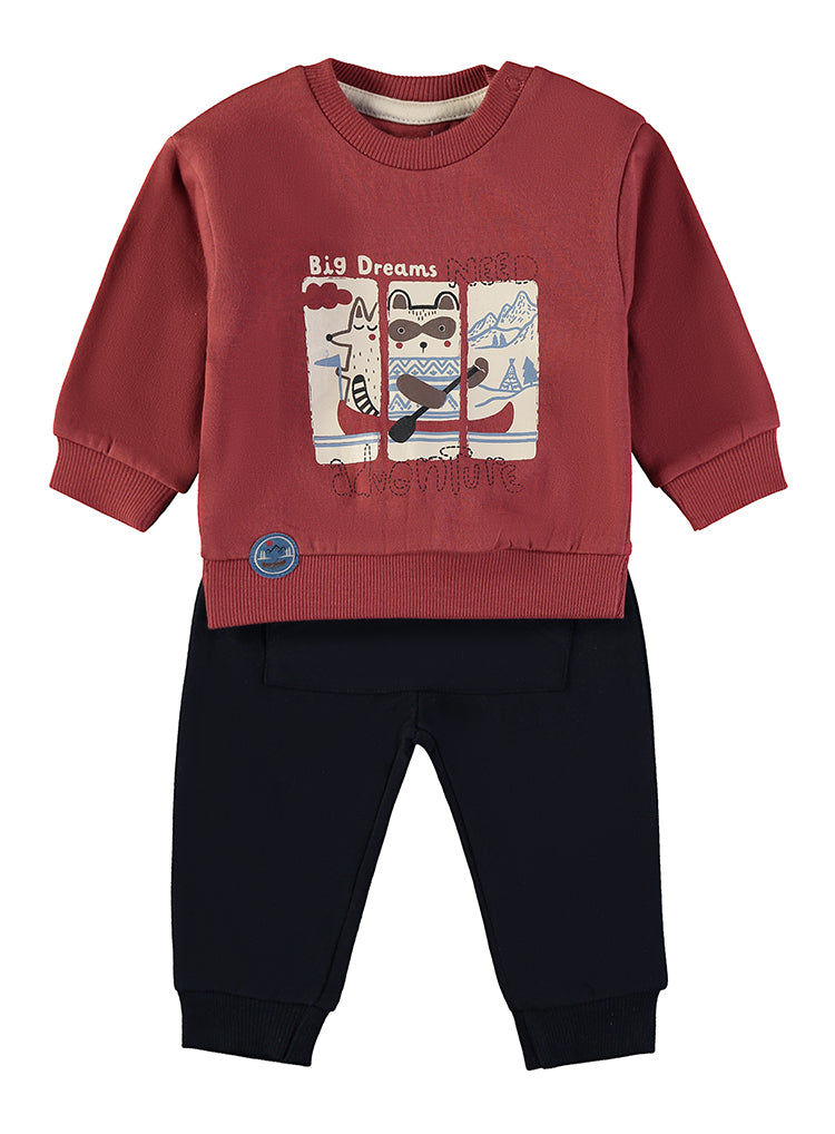 Babybol Baby Boy “Big Dreams Adventure” 2-Piece Set | Deep Red 262010