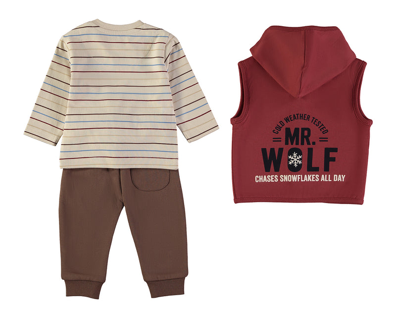 Babybol Baby Boy “Wild & Magic Wood” 3-Piece Set | Deep Red 262013