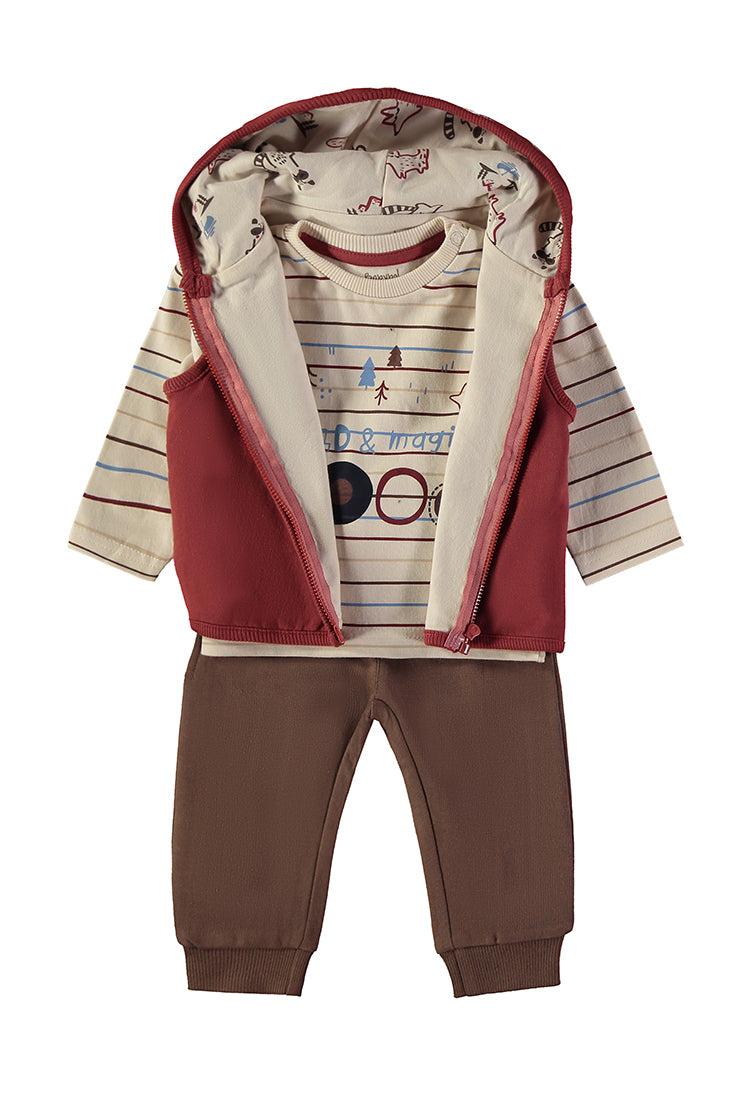 Babybol Baby Boy “Wild & Magic Wood” 3-Piece Set | Deep Red 262013