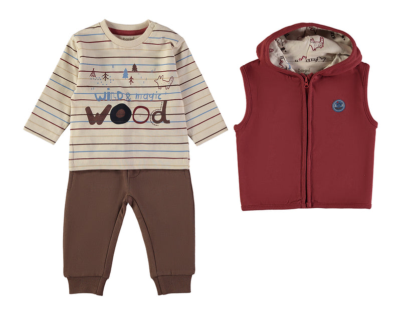 Babybol Baby Boy “Wild & Magic Wood” 3-Piece Set | Deep Red 262013