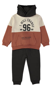 Babybol I Will Change 96 colour-block hoodie and black joggers set - front view