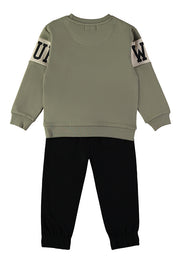 Babybol Change The Future khaki sweatshirt and black joggers set - back view