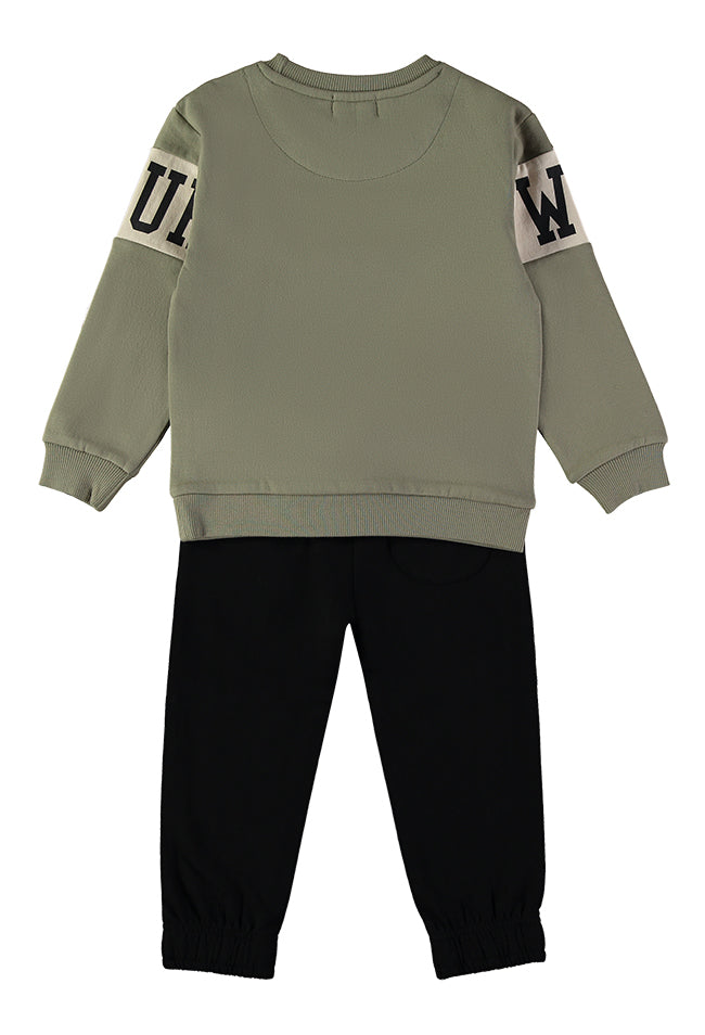 Babybol Change The Future khaki sweatshirt and black joggers set - back view