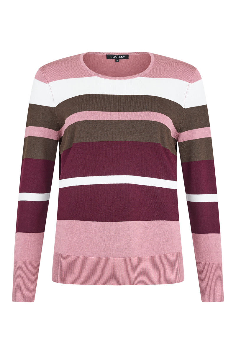 Sunday Bold Stripe Crew Neck Pullover | Rose 6320 6281