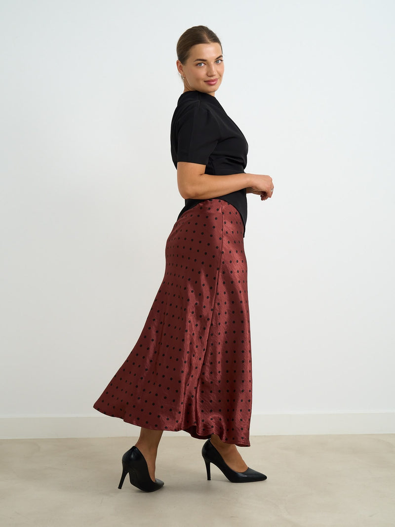 Kyla Graciela Polka Dot Skirt | Rust JL086