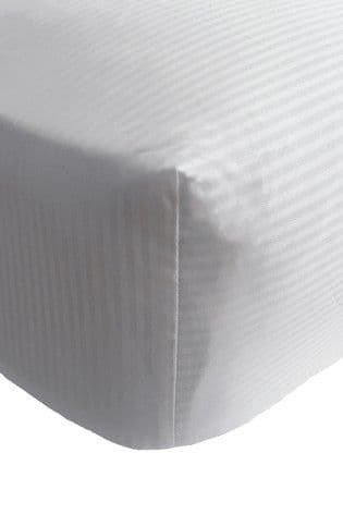 300TC Satin Stripe Fitted Sheet Grey