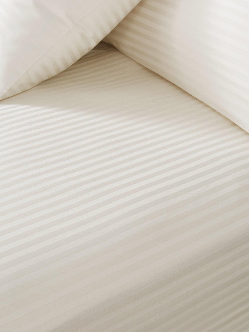 300TC Stain Stripe Fitted Sheet Cream