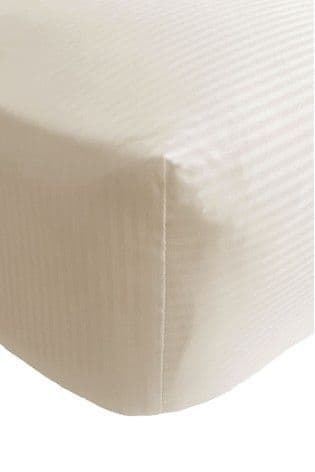 300TC Stain Stripe Fitted Sheet Cream