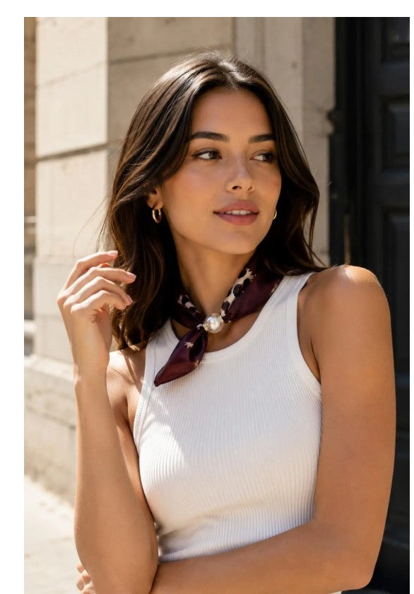 Best Angel Scarf with Magnetic Pearl Fastening | Brown BA-3281-5