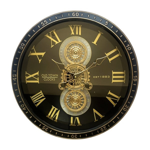 TARA Old Town Grears Wall Clock 50cm | Black TL7384