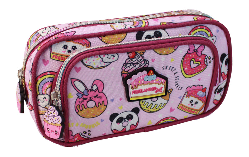 Freelander Kids' Double Zip Pencil Case | Pink 35F083