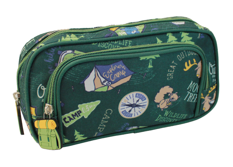 Freelander Kids' Double Zip Pencil Case | Green 35F083