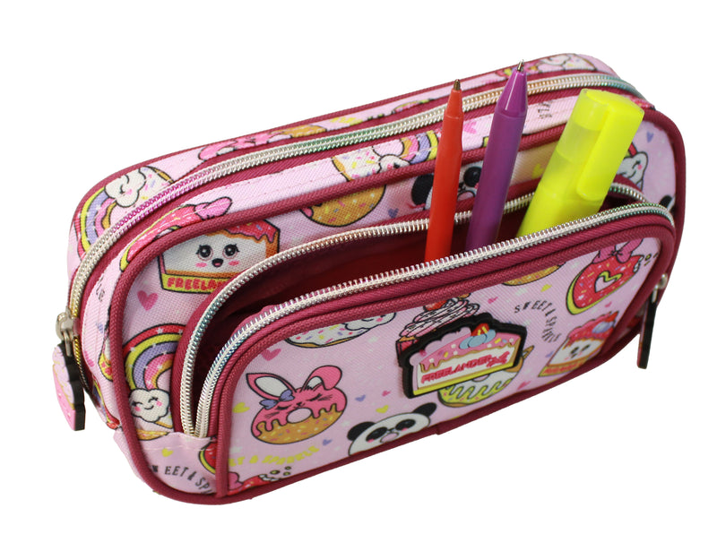 Freelander Kids' Double Zip Pencil Case | Pink 35F083