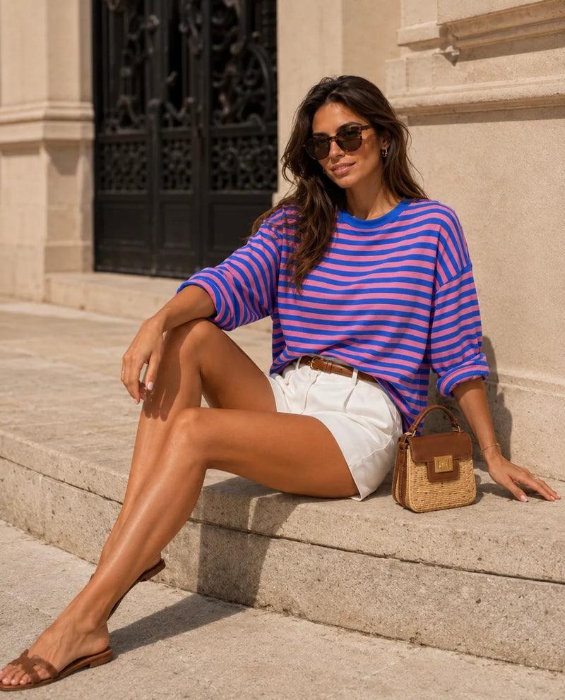 Emma & Ashley Alice L/S Striped Top | Blue Stripe TE393