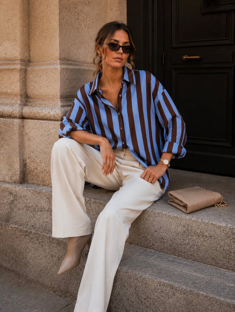 Emma & Ashley Josie Blouse | Brown Stripe CH375