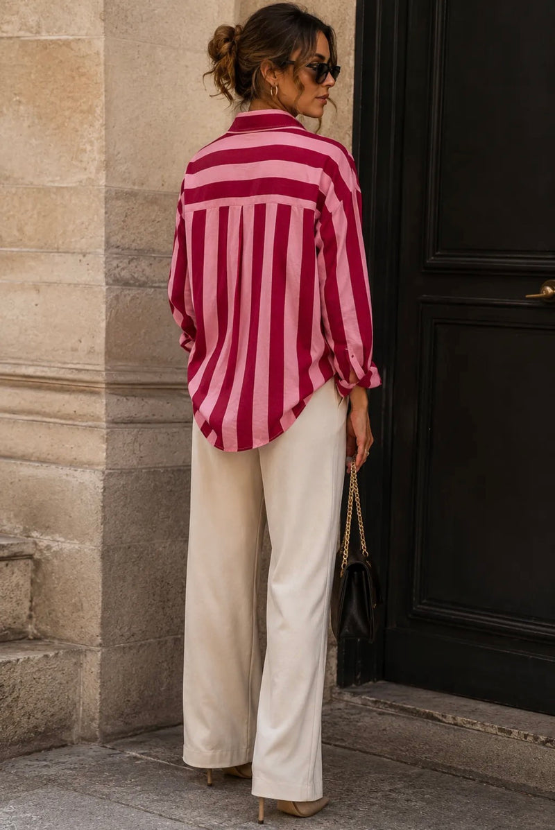 Emma & Ashley Josie Blouse | Wine Stripe CH375