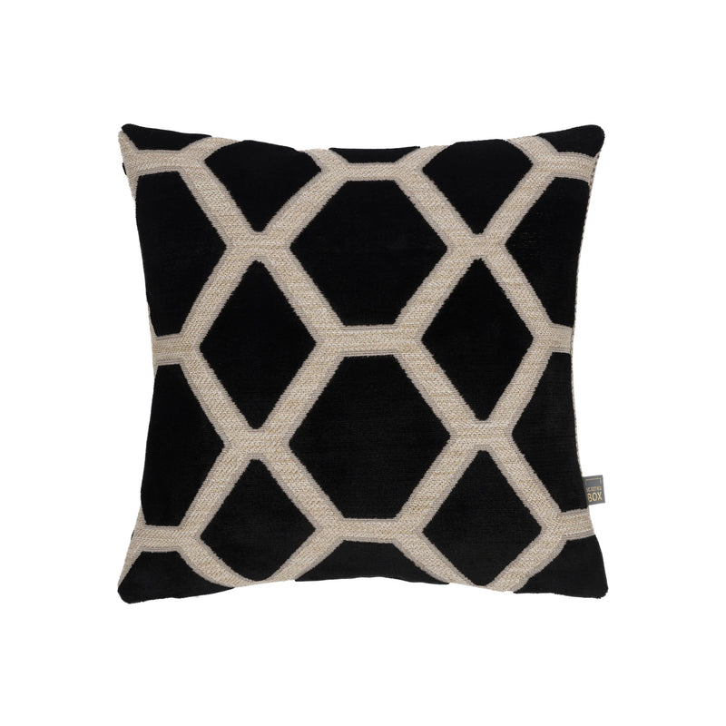 Scatter Box Orva Cut Velvet Filled Cushion | Black 3PT1357A