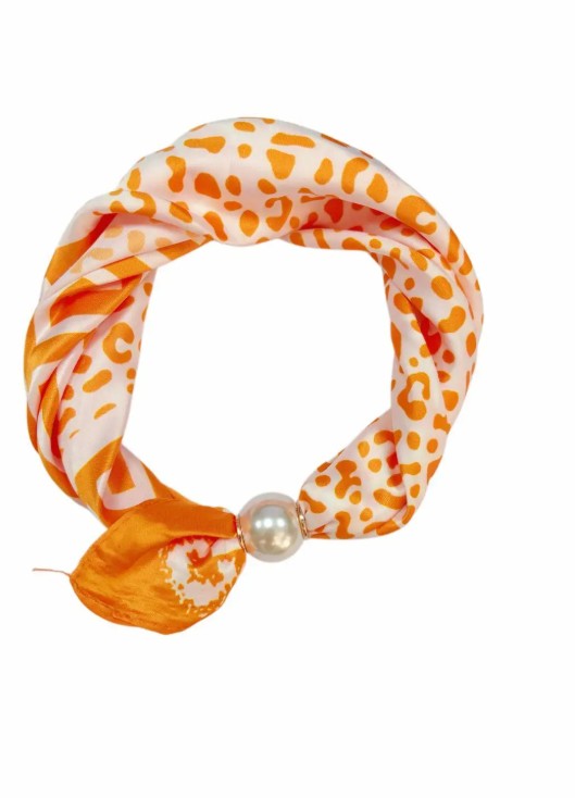 Best Angel Scarf with Magnetic Pearl Fastening | Orange BA-4340-5