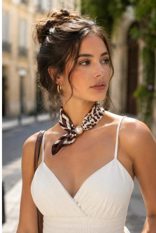 Best Angel Scarf with Magnetic Pearl Fastening | Brown BA-4340-5
