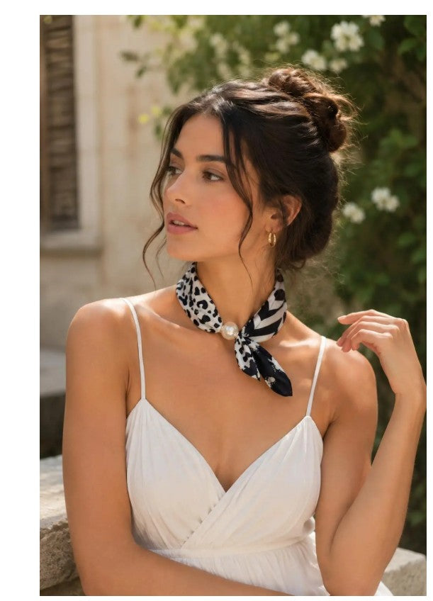 Best Angel Scarf with Magnetic Pearl Fastening | Black BA-4340-5