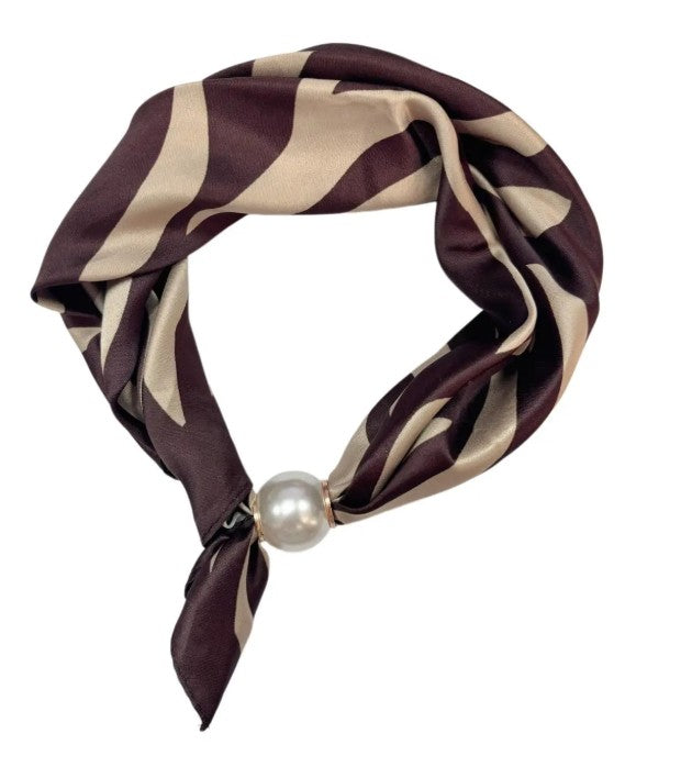 Best Angel Scarf with Magnetic Pearl Fastening | Brown BA-4341-5