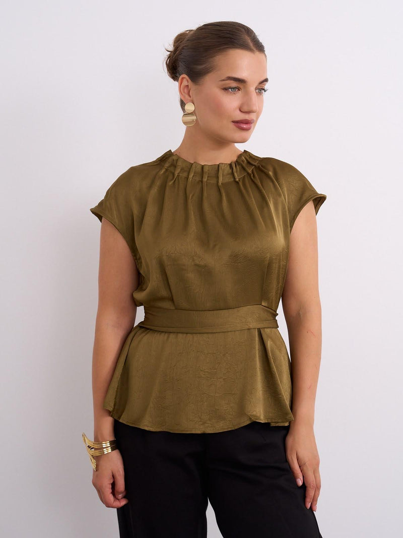 Tracy Belt Blouse | Ochre H616A