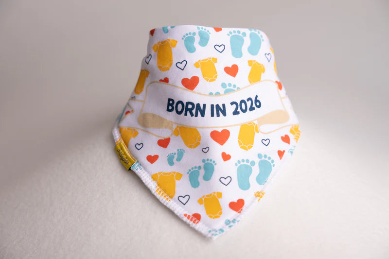 Babyboo Born In 2026 Bandana Bib | White