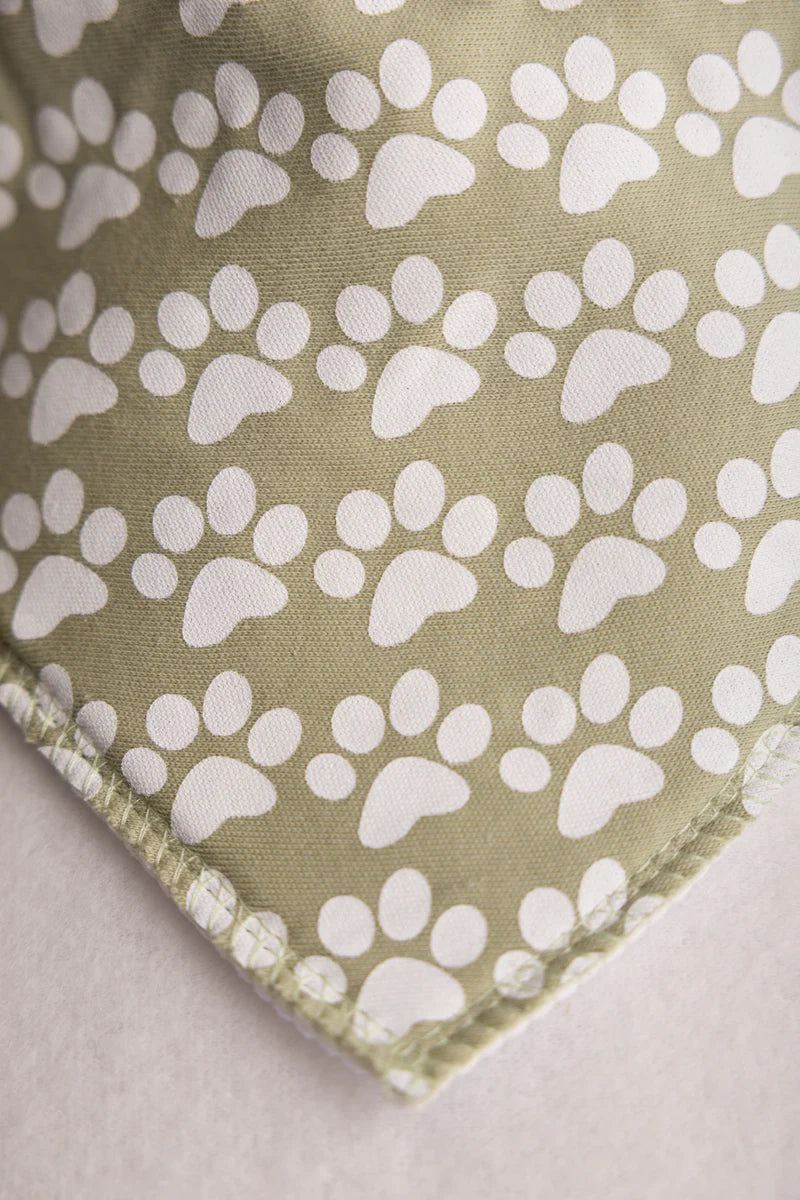 BabyBoo Puppy Paws Organic  Bandana Bib| Sage